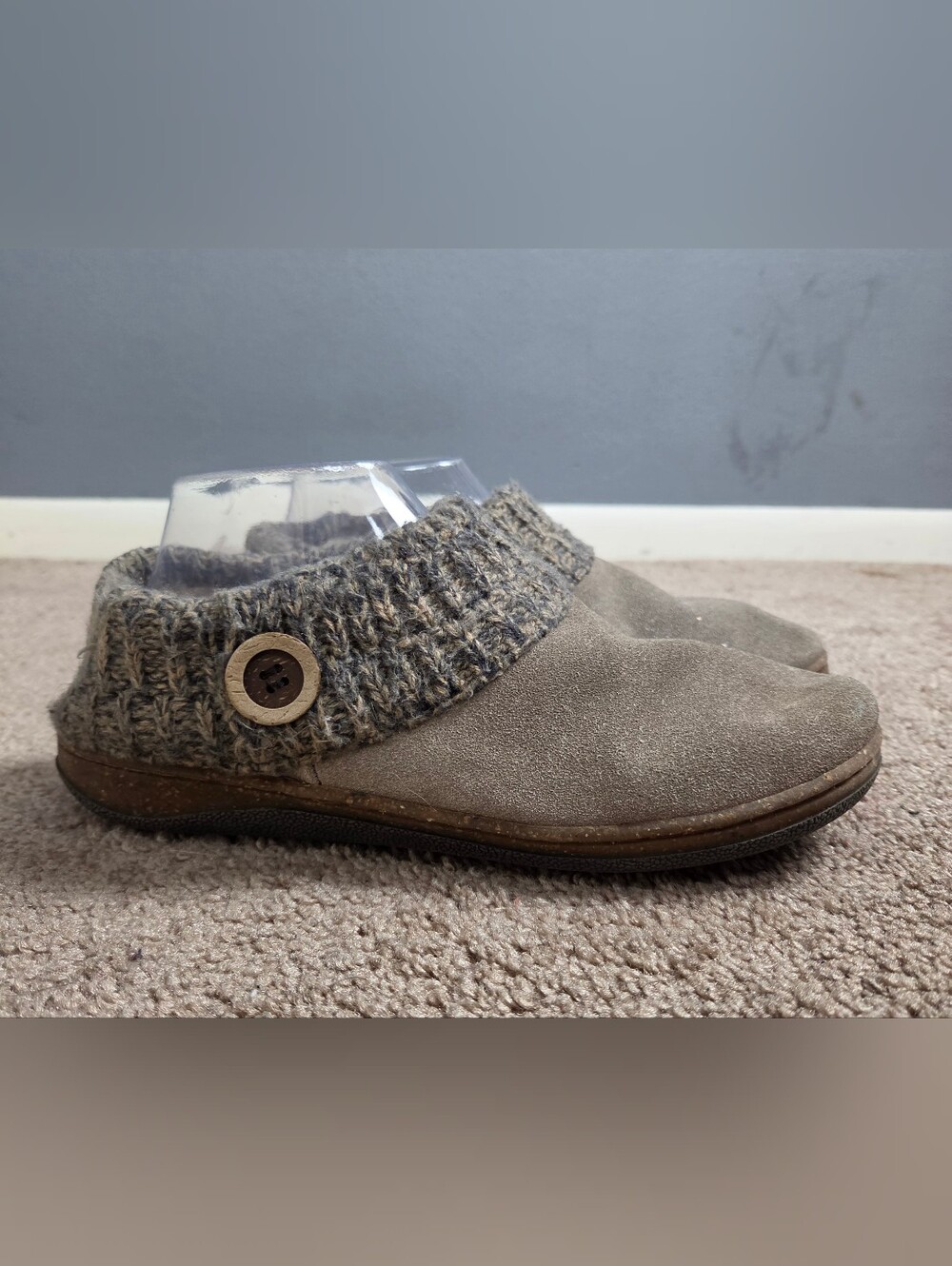 Clarks Kids Slip-On Suede Cuff Slipper - Taupe